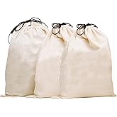 MISSLO Cotton Breathable Dust-proof Drawstring Storage Pouch Bag (Pack 3 XL)