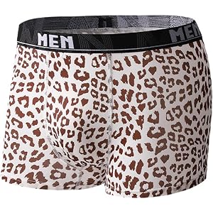 COOLOYA Men's Leopard Print Short Leg Cute Print Boxer Briefs Mid Rise Cooling Sport Casual Underwear Trunks