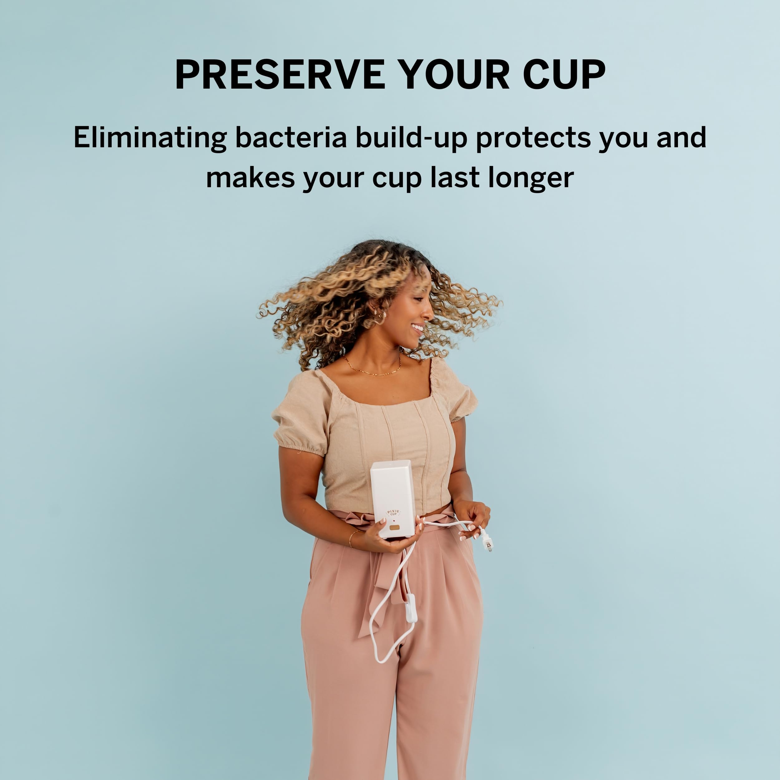 Pixie Menstrual Cup Steam Cleaner - Wash Your Cup + Kill 99.9% of Germs with Cleanser Steam for Feminine Care - 3 Minutes and Your Period Cup is Sterile! Automatic Timing Shut Off Switch (White)