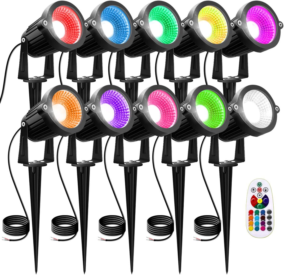 LED Landscape Color Changing Lights DOREIO 10W RGB 12V 24V Low Voltage Lighting IP66 Waterproof LED Floodlight Garden Yard Outdoor Decorative Landscaping Spotlights