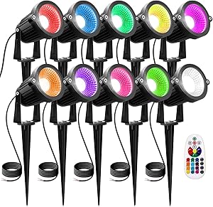 LED Landscape Color Changing Lights DOREIO 10W RGB 12V 24V Low Voltage Lighting IP66 Waterproof LED Floodlight Garden Yard Outdoor Decorative Landscaping Spotlights