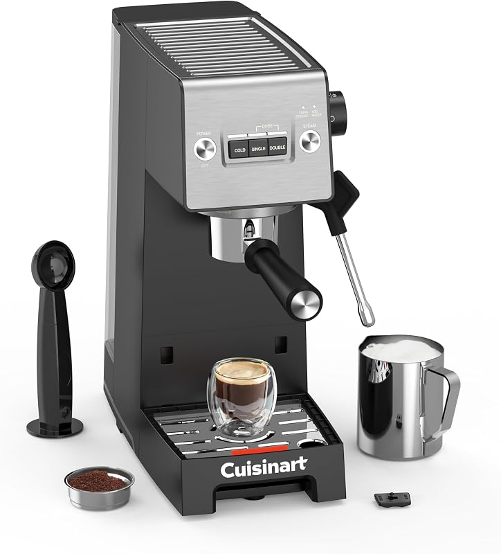 ® Macchina da Caffè Slim | Espresso, Americano, Cold Brew | Montalatte integrato | 15 Bar | Portafiltro senza fondo | Compatta | Tazze da viaggio | Serbatoio 1,5L