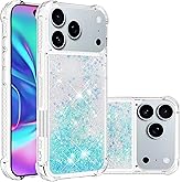 COTDINFOR Compatible with iPhone 17 Pro Case Glitter Sparkle Cute Liquid Clear Flowing Quicksand Shockproof TPU Protective Girly Women Phone Case for iPhone 17 Pro 6.3" Star Blue YB