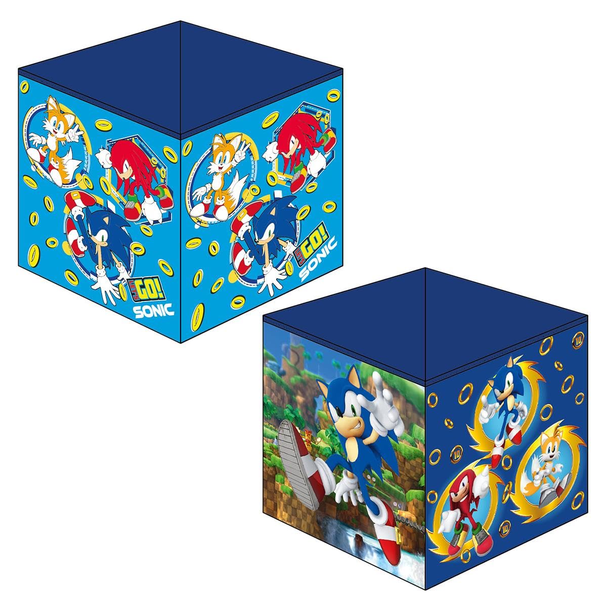 GAMER Officially Licensed Storage Boxes | 2 pack Foldable Storage Cubes Design | Perfect For Organising Children's Room, Kids Playroom (Sonic Speed Design)