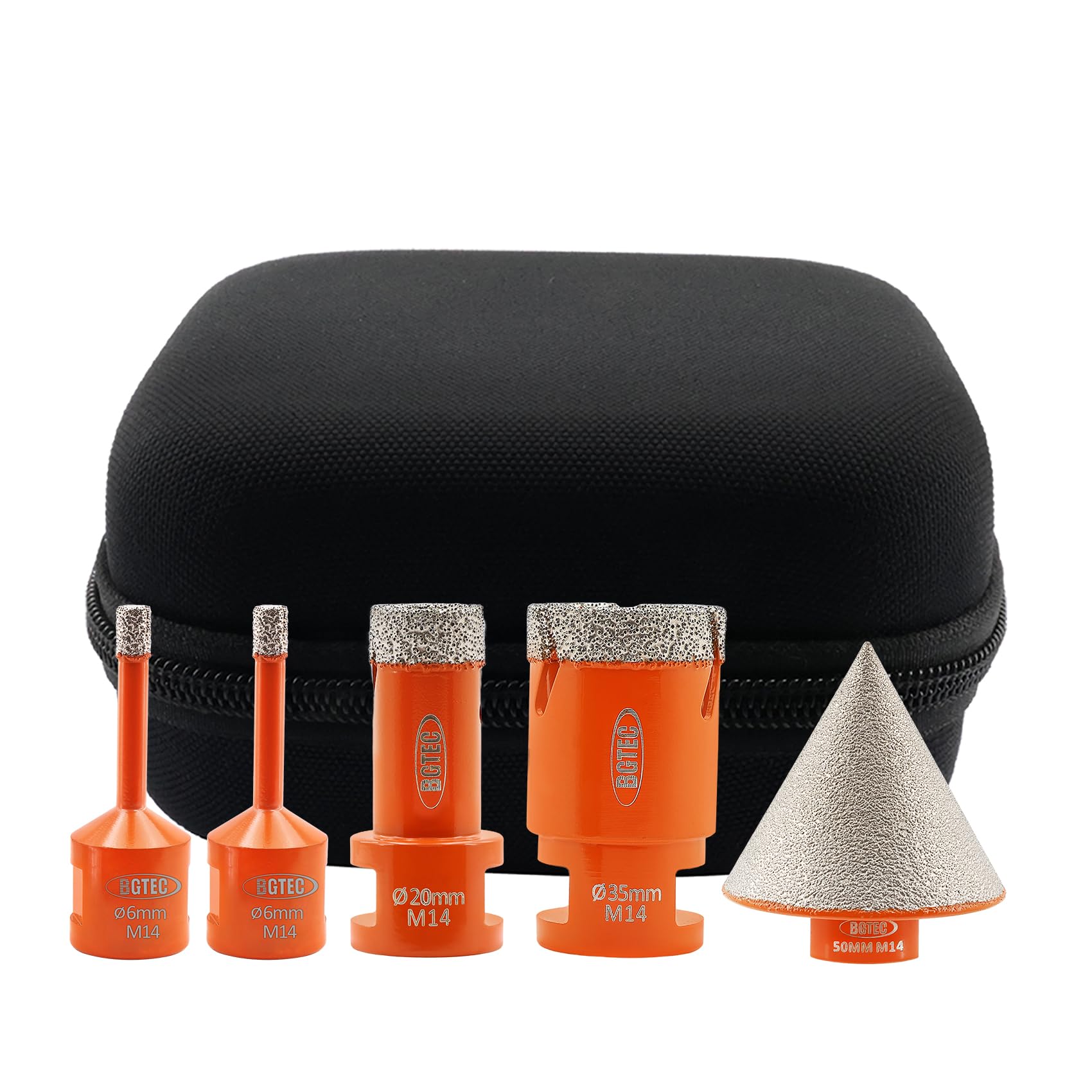 BGTEC Diamond Core Drill Bit Set -6/6/20/35mm M14 Diamond Hole Saw Kit & 50mm Chamfer Bit for Tile Porcelain Stoneware Ceramic Marble Granite Drilling,Suitable For Angle Grinders — image 1