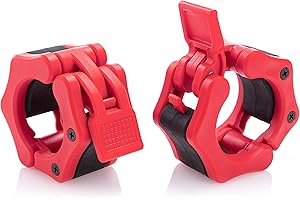 HACUBA FITNESS Olympic Barbell Clamps Collars Quick Release Pair Weight Clips for 2 inch Barbell RED