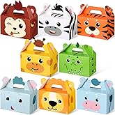 PerKoop 24 Pcs Safari Animal Party Favor Box Jungle Safari Animal Treat Box Gift Cute Zoo Animal Goodie Boxes Cardboard Candy Gift Box for Kids Girl Boy Baby Shower Jungle Theme Party Supplies