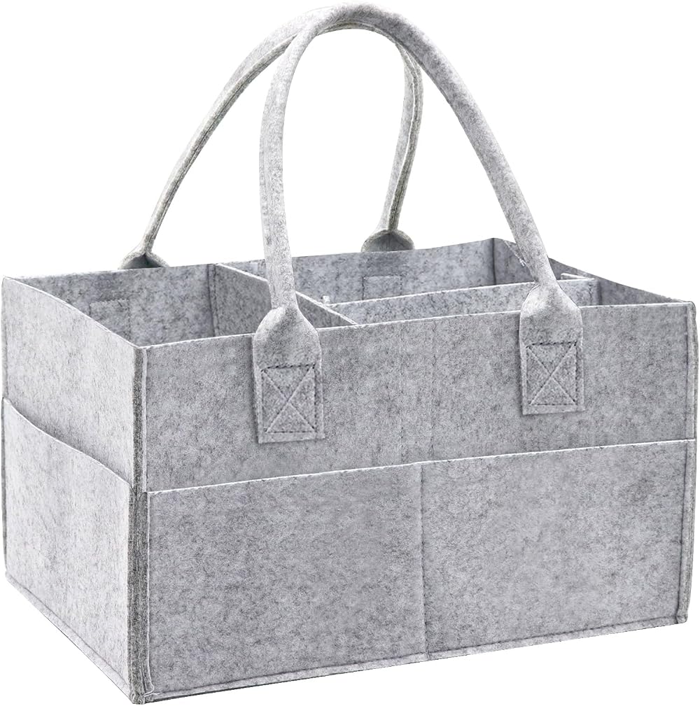 Yueshop Grey Felt Baby Diaper Caddy Nursery Storage Organizer