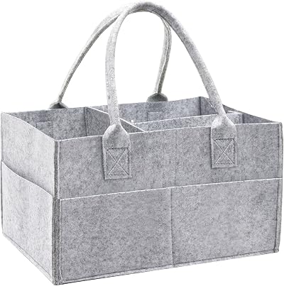 Yueshop Grey Felt Baby Diaper Caddy Nursery Storage Organizer