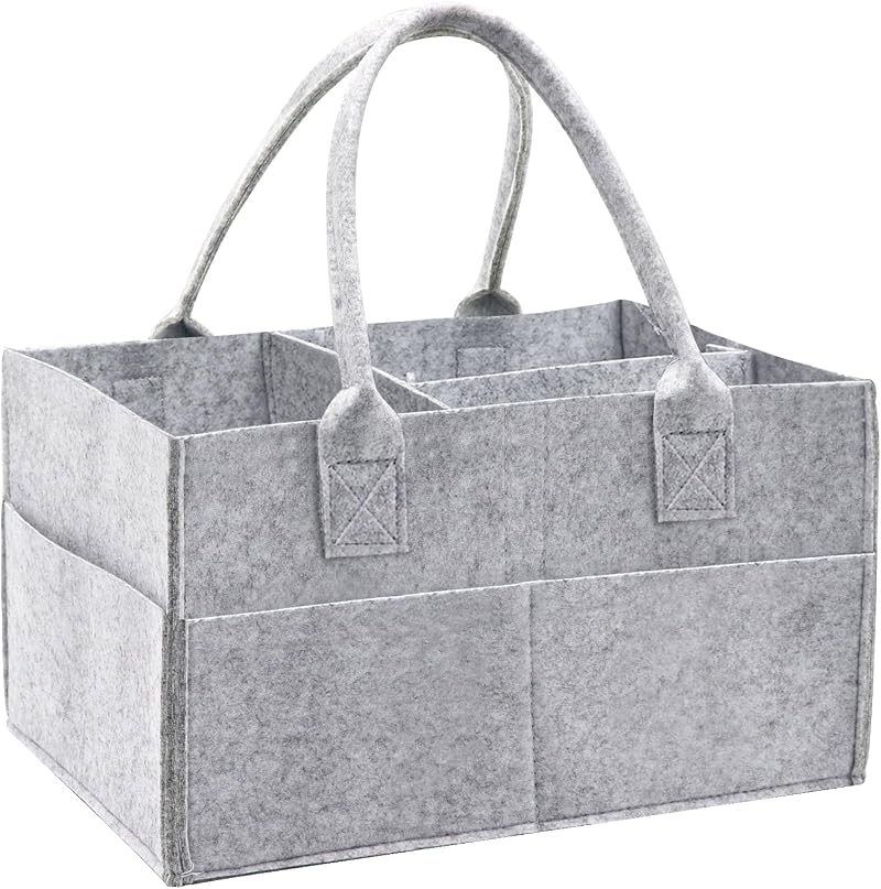 Yueshop Grey Felt Baby Diaper Caddy Nursery Storage Organizer