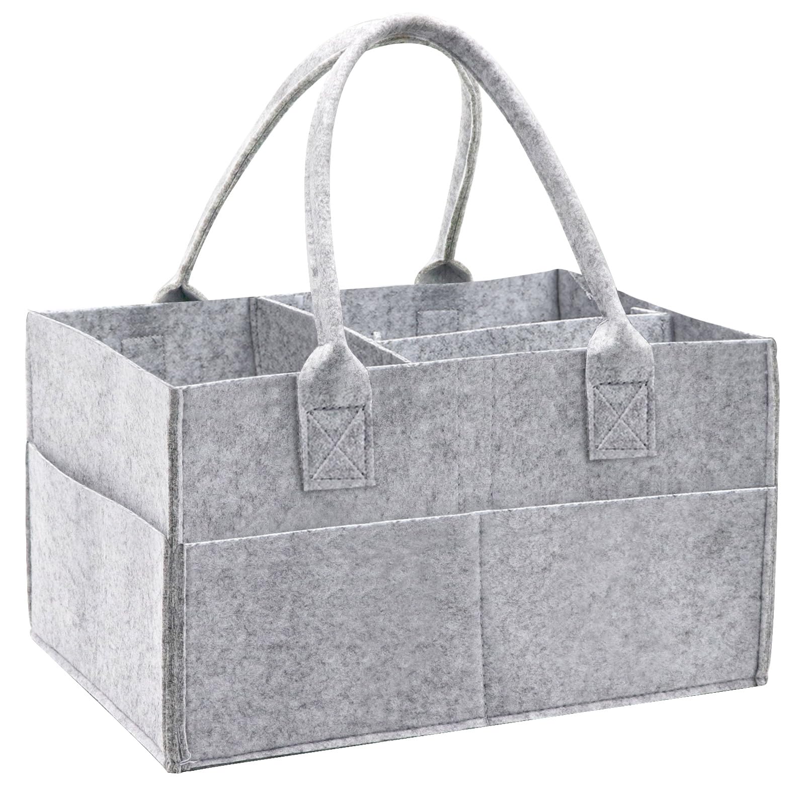 Yueshop Grey Felt Baby Diaper Caddy Nursery Storage Wipes Bag Nappy Organizer Container (Grey)