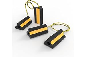 TOWKING Heavy Duty Rubber Wheel Chock, Non-Slip Tire Stopper with Durable Nylon Rope, for Cars, Trucks, RVs, and Aircraft, 2 Pairs