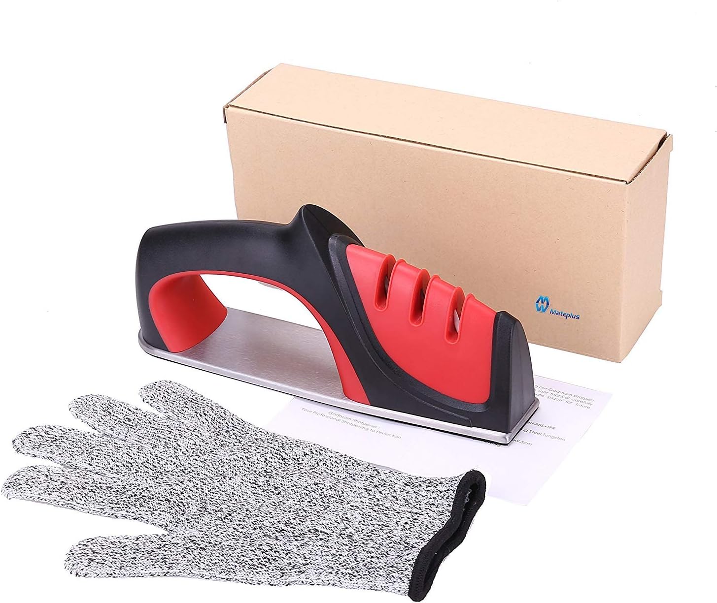 Knife Sharpener - 3 Stage Chef Knife Sharpener Knife Sharpening System Tool Home Knife Sharpener with Stainless Tungsten Diamond Sharpening Stone to Repair Polish Blades 1Pcs Cut-resistant Glove