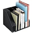 Deli Collapsible Magazine File Holder, Desk Organizer Document Folder for Office Organization and Storage, 3 Vertical Compartments, Dark Grey