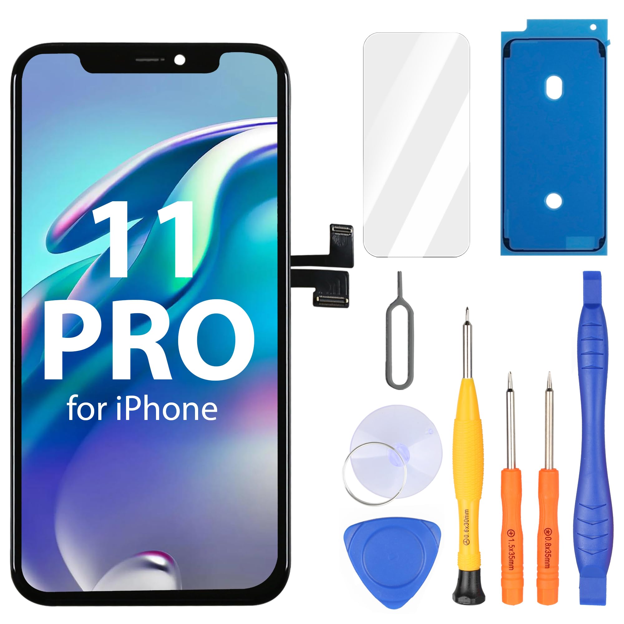 Ayake for iPhone 11 Pro Screen Replacement, 5.8 inch FHD LCD Display and Touch Digitizer Screen, True Tone Programmable, Face ID Remains (for A2160, A2217, A2215)