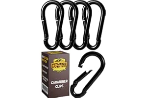 FITNESS INVENTION Carabiner Clip 5 PCS - Black Heavy Duty Carabiner Clip - Large Carabiner Clips - Snap Hooks - Perfect for Weight Lifting, Keychain, Dog Leashes & Gym