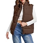Polu Puffer Vest Women Zip Up Stand Collar Sleeveless Puffer Vests Oversized Padded Gilet Jacket