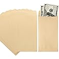 ACSTEP 100 PACK Brown Cash Envelopes 3 1/2 x 6 1/2 for Budgeting, Small Kraft Money Envelopes Self Adhesive for Cash, Coins, Check, Seeds, Money Savings Challenges