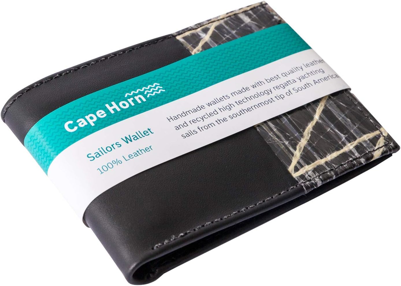 Slim Bifold Wallets, Front Pocket. Handmade with leather and Recycled sailcloth. sailing gift