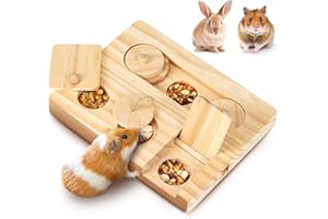 MWAOWM Guinea Pig Foraging Toys, 6 in 1 Hamsters Wooden Interactive Enrichment Toys, Treat Dispenser for Small Animal, for Rabbits, Bunny, Chinchillas, Rats and Gerbils