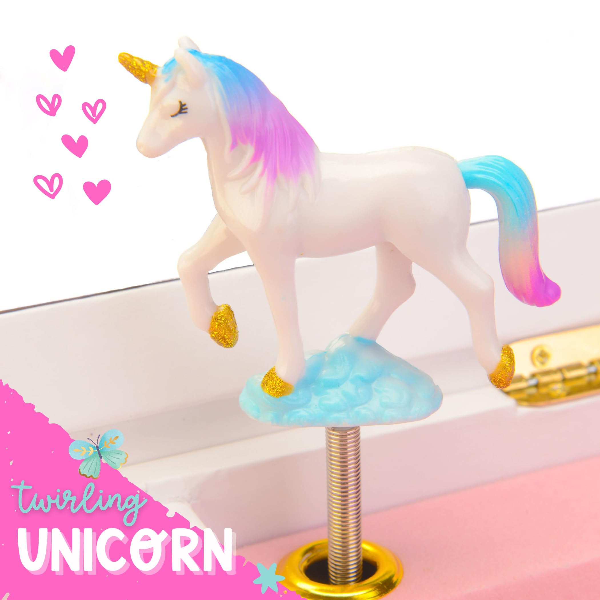 Giggle & Honey Unicorn Musical Jewelry Box for Girls - Unicorn Toys for Girls Age 4-6 - Kids Jewelry Box with Drawers - 9 x 5 x 9.3 in