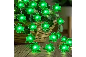 Coquimbo St Patricks Day Decorations String Lights, 10FT 30LED Green Shamrock String Lights Battery Operated Fairy Lucky Clover Lights for Indoor Bedroom Party Feast of St. Patrick's Day Decorations