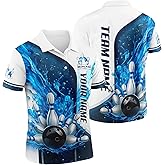 NAZENTI Personalized Bowling Shirt 3D for Team, Custom Bowling Shirts with Name Team Name