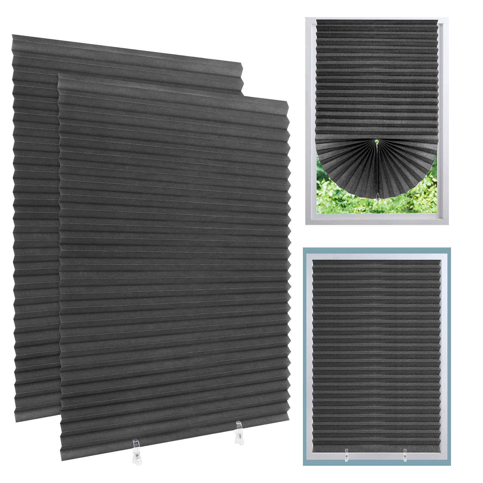 2 Pack Temporary Blackout Blinds, 180 * 90cm Stick on Curtains Blackout Blinds No Drill Blinds Blackout Curtains for Bedroom Kitchen Bathroom Windows Bedroom, Nursery, Loft, Travel RV Car(Grey)