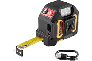 VEVOR 2-in-1 Laser Tape Measure, 135Ft Rechargeable Laser Measurement Tool & 16Ft Measuring Tape with Magnetic, 4 Modes-Lengt