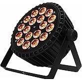SHEHDS LED 18x12W Par Can Stage Lights, RGBW 4in1 Uplights | Wash/Strobe Effect, DMX512, Aluminum Shell, with Sound Activated Party Lights for Christmas Halloween Disco Club Wedding