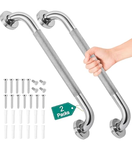 Medline 18" Chrome Grab Bar - Knurled Shower Safety Bar With 300 Lb Capacity For Elderly & Handicapped