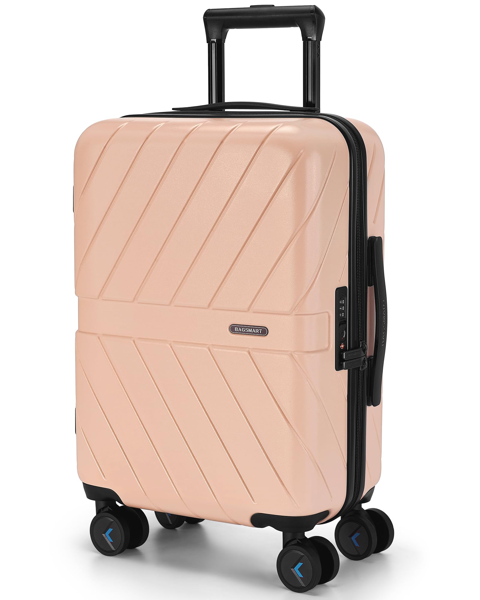 BAGSMART Carry On Luggage 22x14x9 Airline Approved, 100% PC Lightweight Carry On Suitcase, Hard Shell Luggage with Spinner Wheels, 20 Inch Rolling Suitcases, Sunny