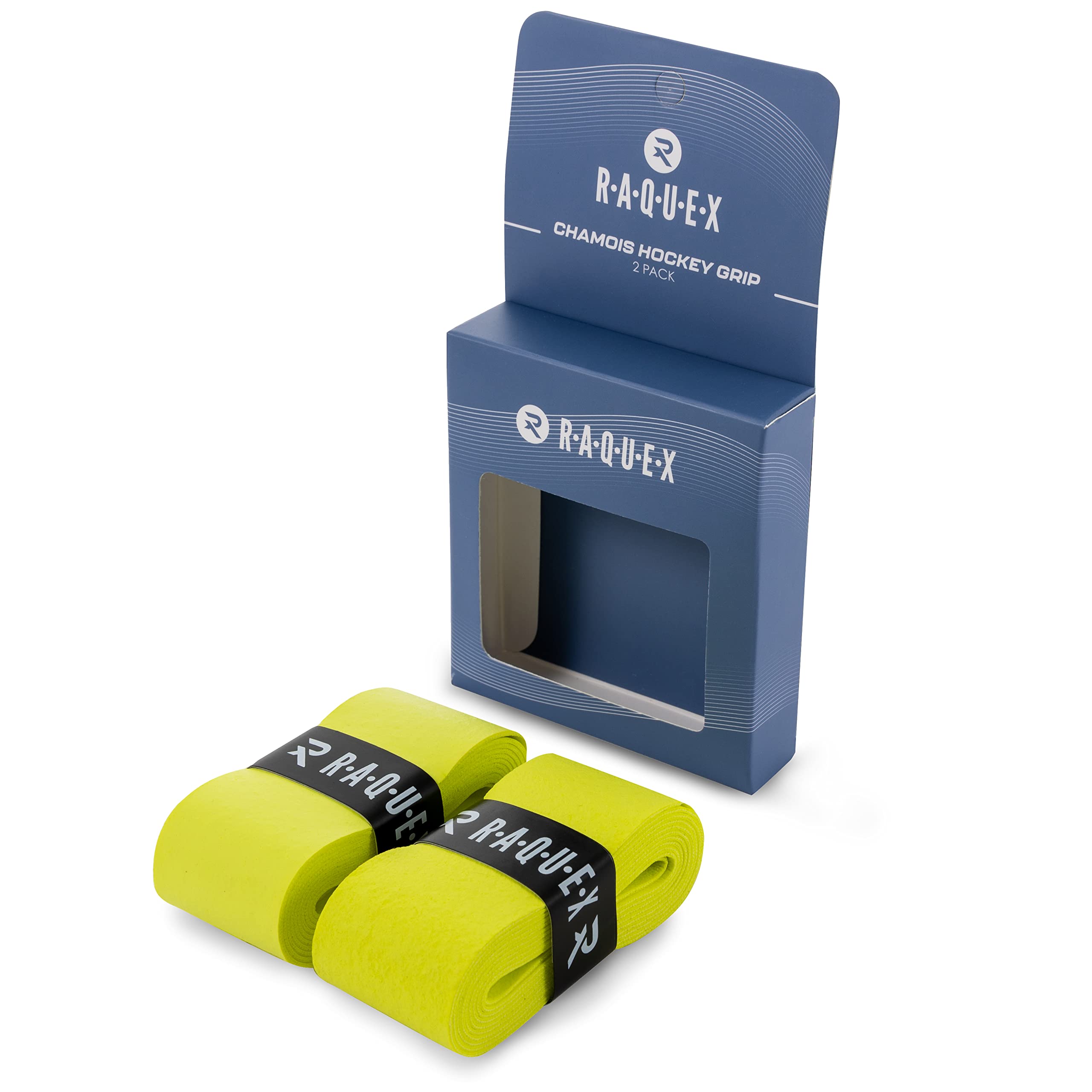 Raquex Chamois Hockey Grip 2 Pack – Hockey Shammy Grip Tape - Soft Touch, Absorbent Material – Ice & Field Hockey Tape (2x Yellow)