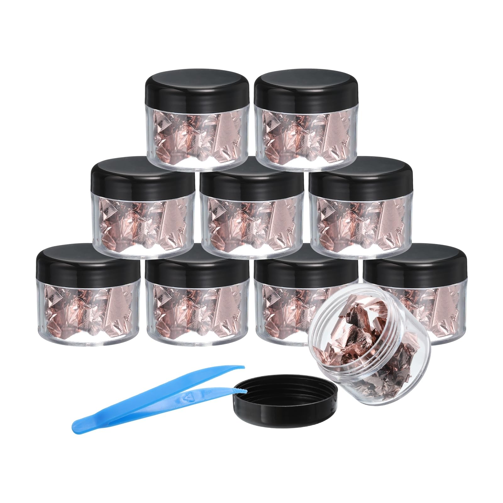 PATIKIL Gold Foil Flakes for Resin, 10Bottles/10Gram Gold Leaf Flakes Metallic Gold Foil Flakes with Tweezers for Nail Design Craft Painting Jewelry Making, Light Rose Gold