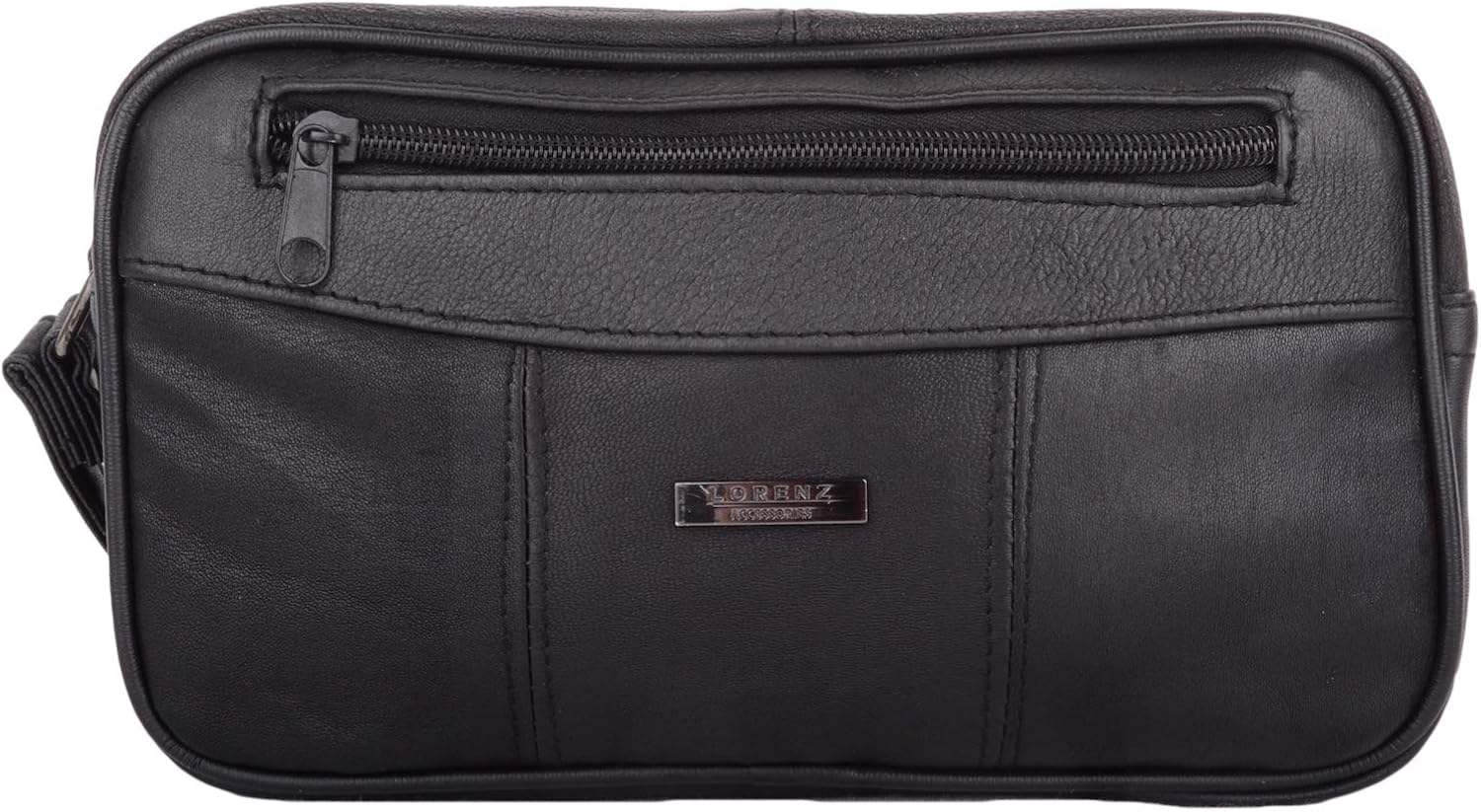 Valita Soft Nappa Leather Mulit Functional Travel Holiday Document Clutch Bag with Wrist Strap, Black - Image 3