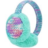 LUCKYBUNNY Kids Girls Sequins Knit Earmuffs for Women Winter Warm Plush Ear Muffs Cold Weather Ear Warmer for Outdoor