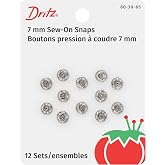 Dritz 80-30-65 Sew-On Snaps, Nickel-Plated Brass, Size 3/0 12-Count