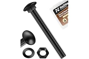 nailnest (16Sets) 1/4-20 x 2-1/2" Carriage Bolts Screws, 304 Stainless Steel Round Head Square Neck 1/4 Carriage Bolts and Nu
