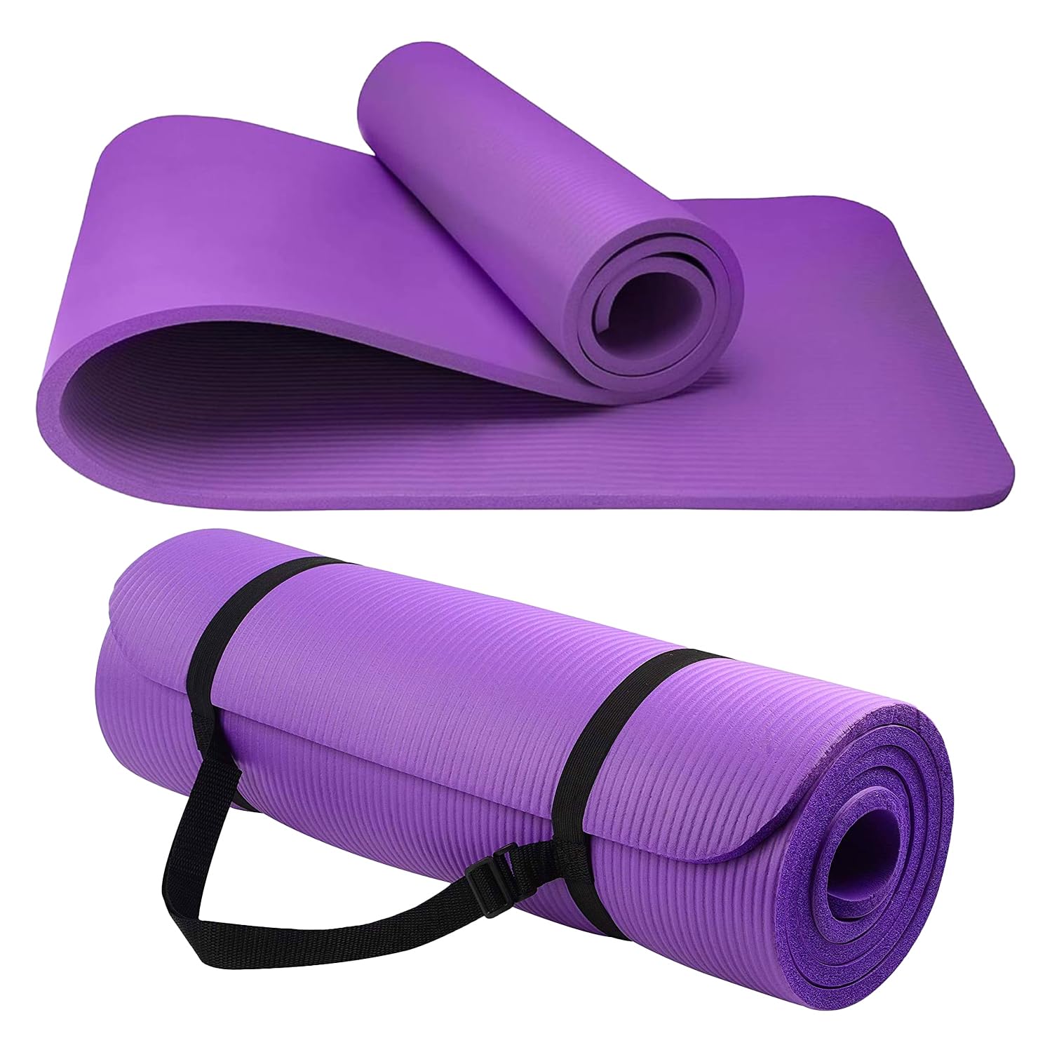 Yoga Mat Unisex Non-Slip Thick Foam Fitness Exercise Mat (10mm) Comes with Carrying Strap Lightweight Home Gym Workout Equipment for Yoga, Pilates, Stretching, Gymnastics Training & Camping