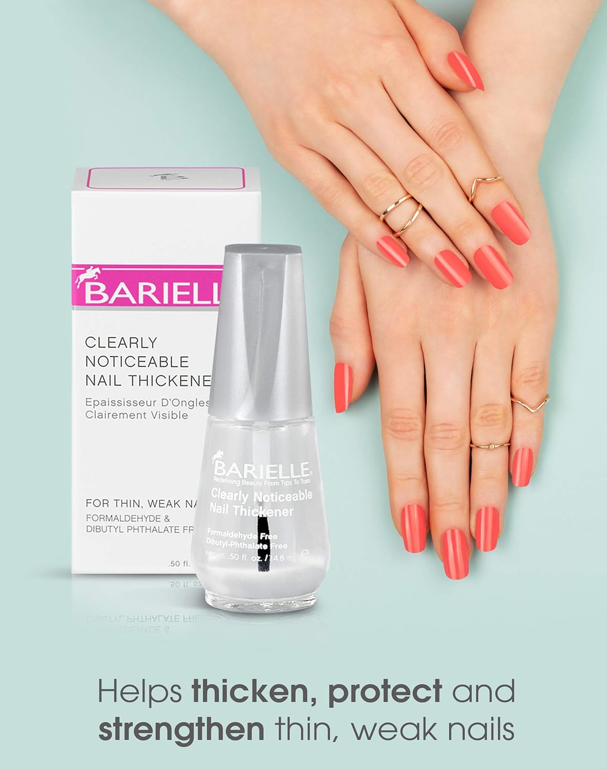 Barielle Clearly Noticeable Nail Thickener, Top Coat Instantly Thickens Nails Up To 50%, Perfect for Damaged Nails, Quick-Drying, Heals Cracked, Split, or Peeling Nails, Promotes Nail Growth, .5 Ounce : Nail Thickening Solutions : Beauty
