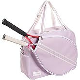 Remobia Hicol Purple PU Leather Women Large Sports Handbag Tennis Racket Shoulder Bag Tennis Tote Bag for 2 Rackets, with Water Bottle Holder
