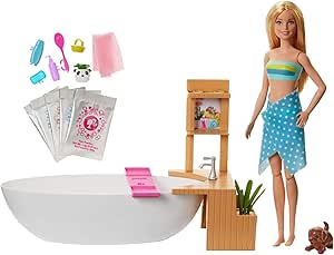 Amazon.com: Barbie Fizzy Bath Muñeca \u0026 Playset, Rubio, con bañera, Fizzy Powder, cachorro y más, regalo para niños de 3 a 7 años: Toys \u0026 Games