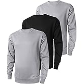 ZITY 3 Pack Men's Crewneck Sweatshirts Lightweight Long Sleeve Casual Pullover Moisture Wicking Sweatshirts for Men