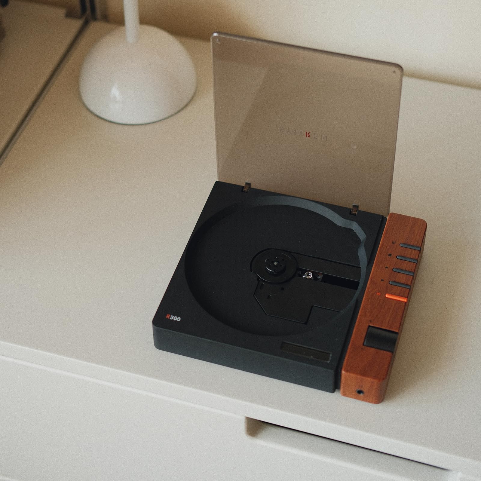 R300 CD Player Portable Bluetooth Desktop Retro CD Players for Home,Without Speakers, Rechargeble Battery Small Compact Vintage CD Player,SPDIF Out,Brown