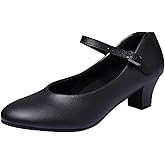 Linodes PU Leather Ankle Strap Character Shoe 1.55'' Dance Shoes for Women-UPD