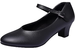 Linodes PU Leather Ankle Strap Character Shoe 1.55'' Dance Shoes for Women-UPD