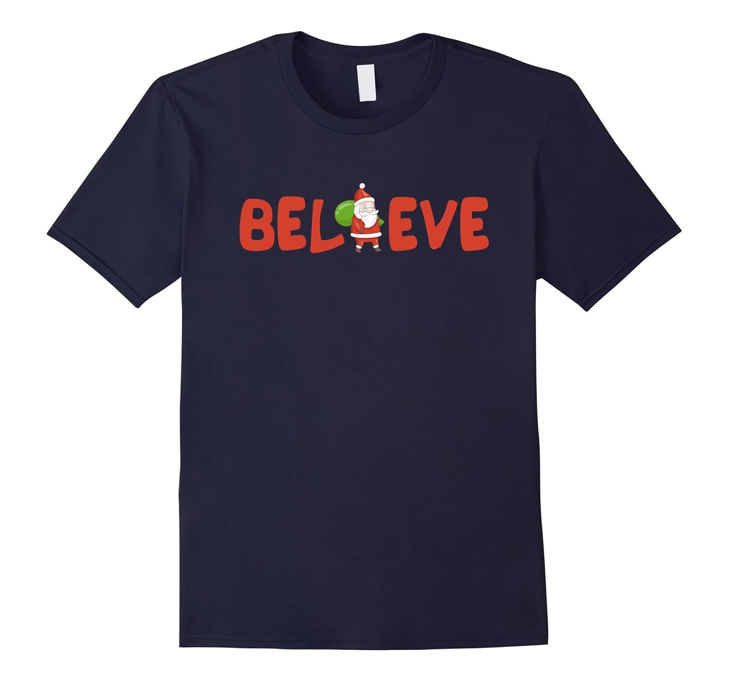 Christmas T-shirt, Believe Shirt, Cute Santa Claus Top-Rose