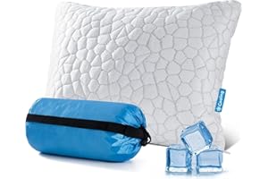 QUTOOL Small Travel Pillows for Sleeping, Cooling Memory Foam Camping Pillow, Backpacking for Hiking Gear, Portable Pillow with Travel Storage Bag, Camping Essentials for Adults Kids