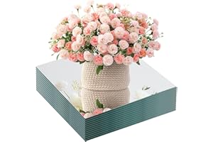 VSAR House 12" Square Mirror Centerpieces for Tables, 12Pcs Glass Mirror Table Centerpieces with Non-Slip Foot, Glass Candle Plate for Wedding Decorations, Parties, Christmas, 2mm Thick