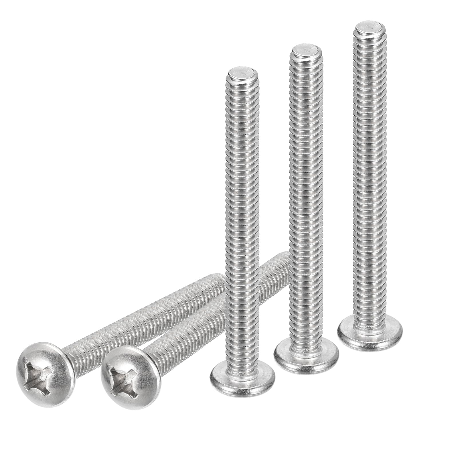 DTGN 1/4-20x2-1/2" Pan Head Machine Screws, 50Pcs 304 Stainless Steel, Phillips Drive, UNC Full Thread, Bright Finish, Screws Bolts Kit